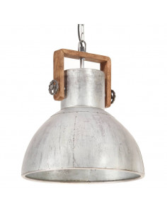 Lampada a Sospensione Industriale 25 W Argento Rotonda 40cm E27 2