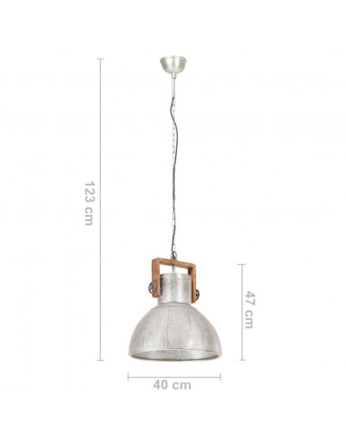 Lampada a Sospensione Industriale 25 W Argento Rotonda 40cm E27
