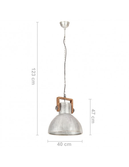 Lampada a Sospensione Industriale 25 W Argento Rotonda 40cm E27