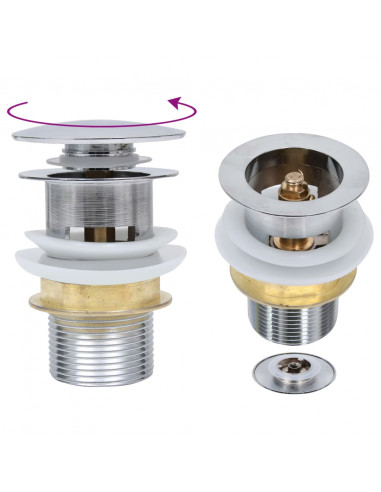 Scarico a Pressione Senza Troppopieno Argento 6,4x6,4x9,1 cm