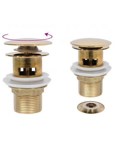 Scarico a Pressione con Troppopieno Oro 6,4x6,4x9,1 cm