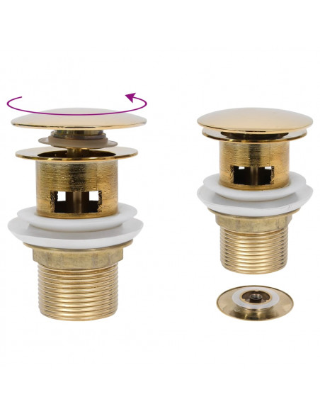 Scarico a Pressione con Troppopieno Oro 6,4x6,4x9,1 cm