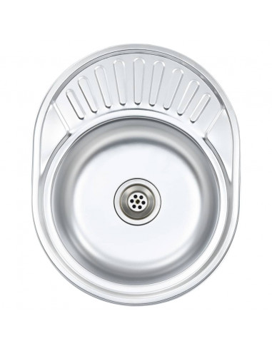 Lavello da Cucina con Filtro e Sifone Ovale in Acciaio Inox