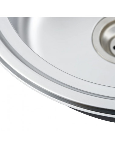 Lavello da Cucina con Filtro e Sifone Ovale in Acciaio Inox