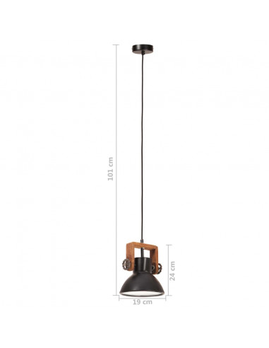 Lampada a Sospensione Industriale 25 W Nera Rotonda 19 cm E27