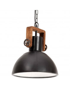 Lampada a Sospensione Industriale 25 W Nera Rotonda 30 cm E27 2