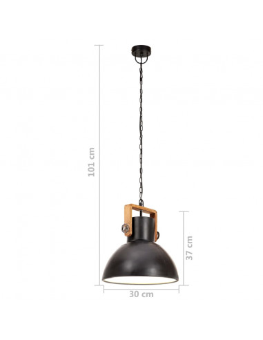 Lampada a Sospensione Industriale 25 W Nera Rotonda 30 cm E27