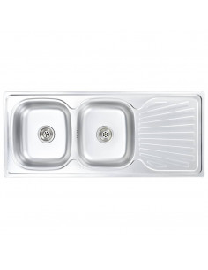 Lavello da Cucina Doppio con Filtro e Sifone in Acciaio Inox 2