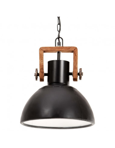 Lampada a Sospensione Industriale 25 W Nera Rotonda 30 cm E27