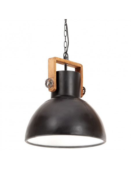 Lampada a Sospensione Industriale 25 W Nera Rotonda 40 cm E27