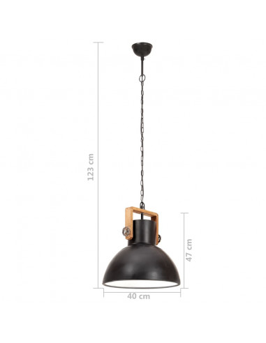 Lampada a Sospensione Industriale 25 W Nera Rotonda 40 cm E27