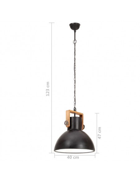 Lampada a Sospensione Industriale 25 W Nera Rotonda 40 cm E27