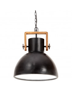 Lampada a Sospensione Industriale 25 W Nera Rotonda 40 cm E27 2