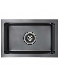 Lavello da Cucina Lavorato a Mano Nero in Acciaio Inox 2