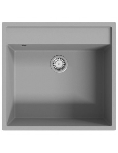 Lavello da Cucina con Foro Troppopieno Grigio in Granito