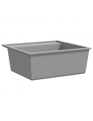 Lavello da Cucina con Foro Troppopieno Grigio in Granito