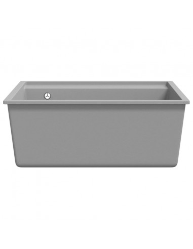 Lavello da Cucina con Foro Troppopieno Grigio in Granito