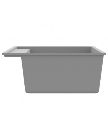 Lavello da Cucina con Foro Troppopieno Grigio in Granito