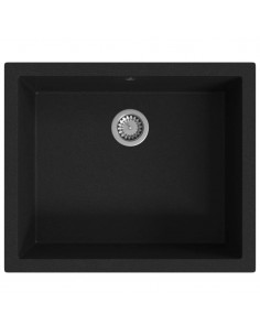 Lavello da Cucina con Foro Troppopieno Nero in Granito 2