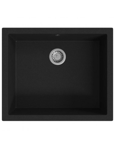 Lavello da Cucina con Foro Troppopieno Nero in Granito