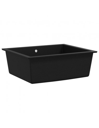 Lavello da Cucina con Foro Troppopieno Nero in Granito