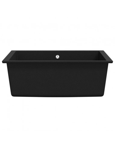 Lavello da Cucina con Foro Troppopieno Nero in Granito