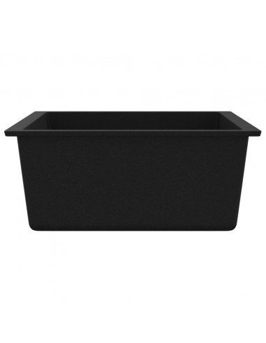 Lavello da Cucina con Foro Troppopieno Nero in Granito