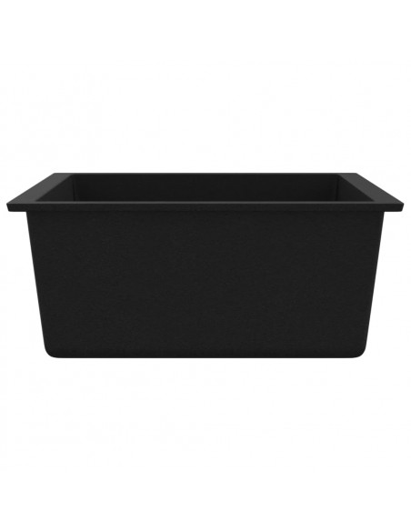 Lavello da Cucina con Foro Troppopieno Nero in Granito