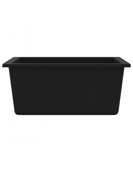 Lavello da Cucina con Foro Troppopieno Nero in Granito