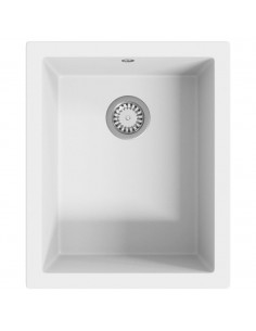 Lavello da Cucina con Foro Troppopieno Bianco in Granito 2