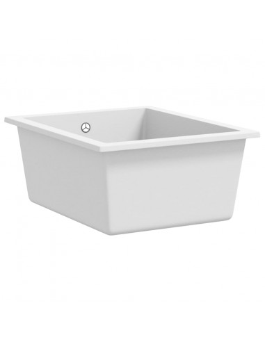 Lavello da Cucina con Foro Troppopieno Bianco in Granito