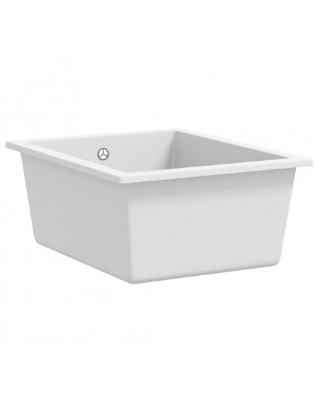 Lavello da Cucina con Foro Troppopieno Bianco in Granito