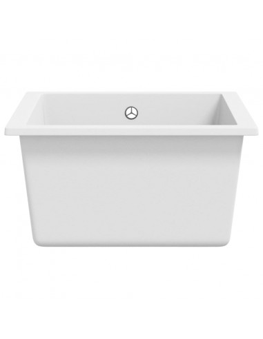 Lavello da Cucina con Foro Troppopieno Bianco in Granito