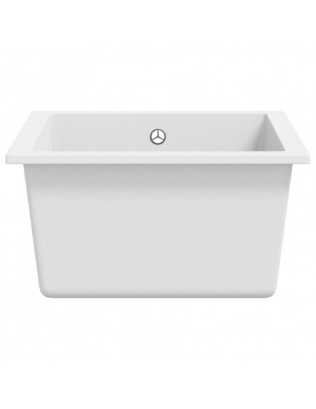Lavello da Cucina con Foro Troppopieno Bianco in Granito