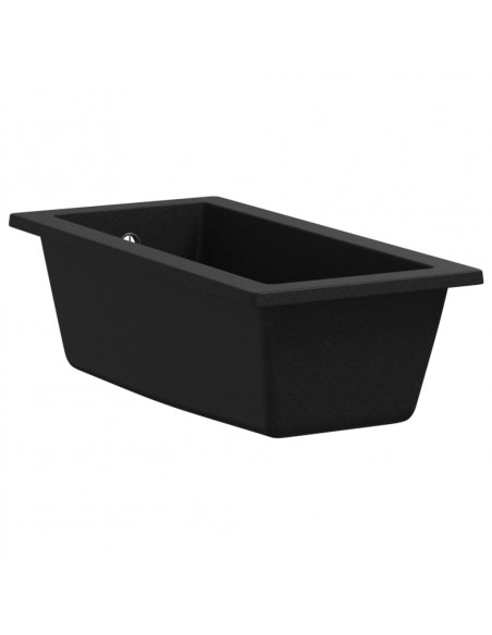Lavello da Cucina con Foro Troppopieno Nero in Granito