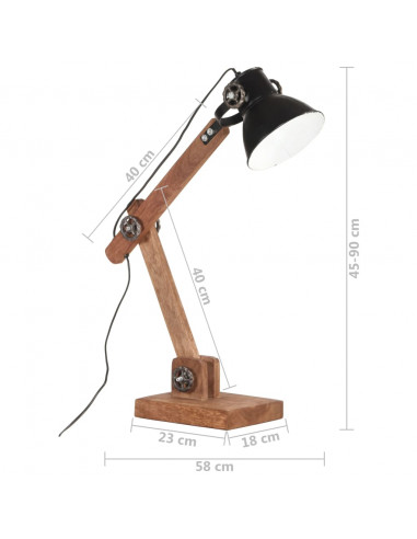 Lampada da Scrivania Industriale Nera Rotonda 58x18x90 cm E27