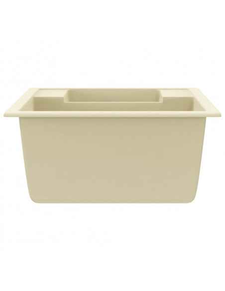 Lavello da Cucina Doppio con Foro Troppopieno Beige in Granito