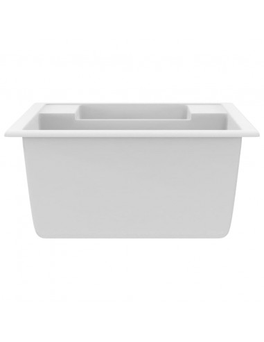 Lavello da Cucina Doppio con Foro Troppopieno Bianco in Granito