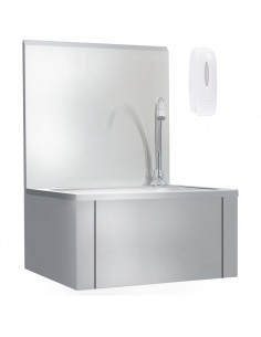 Lavandino con Rubinetto e Dispenser Sapone in Acciaio Inox 2