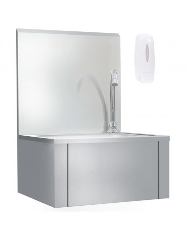 Lavandino con Rubinetto e Dispenser Sapone in Acciaio Inox