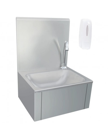 Lavandino con Rubinetto e Dispenser Sapone in Acciaio Inox