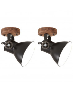 Lampade da Parete/Soffitto 2 pz Industriale Nere 20x25 cm E27 2