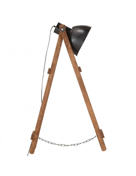 Lampade da Pavimento 3 pz Nere E27 in Legno Massello di Mango