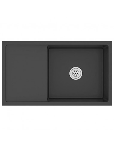 Lavello da Cucina Lavorato a Mano Nero Acciaio Inox
