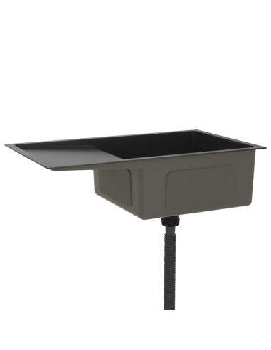 Lavello da Cucina Lavorato a Mano Nero Acciaio Inox