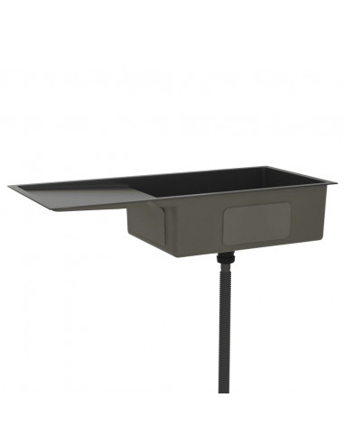 Lavello da Cucina Lavorato a Mano Nero in Acciaio Inox