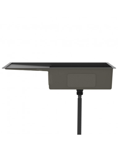 Lavello da Cucina Lavorato a Mano Nero in Acciaio Inox