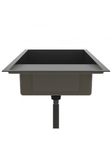 Lavello da Cucina Lavorato a Mano Nero in Acciaio Inox