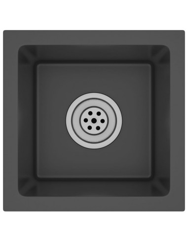 Lavello da Cucina Artigianale Nero in Acciaio Inox