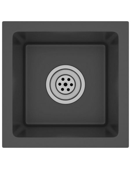 Lavello da Cucina Artigianale Nero in Acciaio Inox